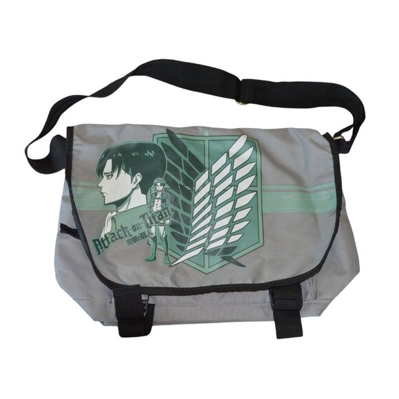 Attack On Titan Funimation Anime Messenger Book Bag Gray Unisex School Satchel - Picture 1 of 5